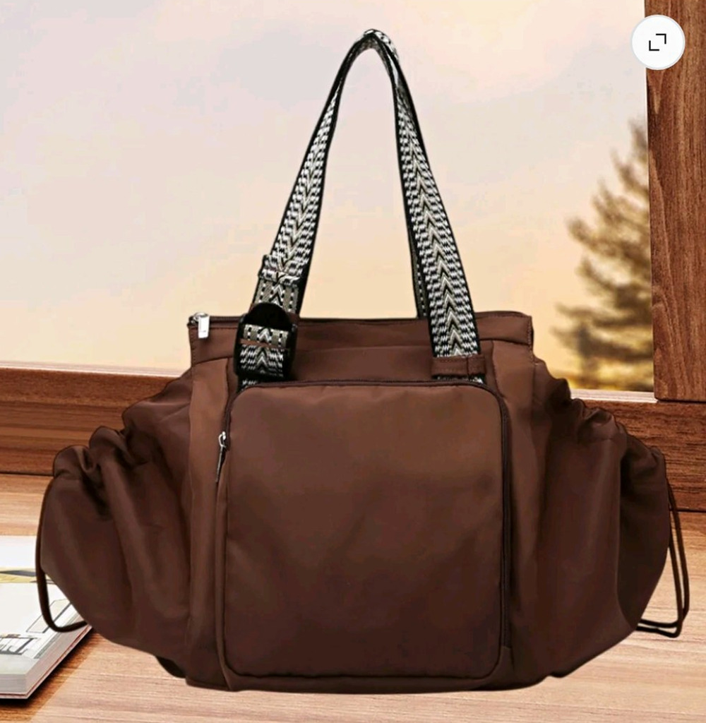 Milageto Transformable Cradle Bag Women Shoulder Bag for Gym Summer Travel Brown